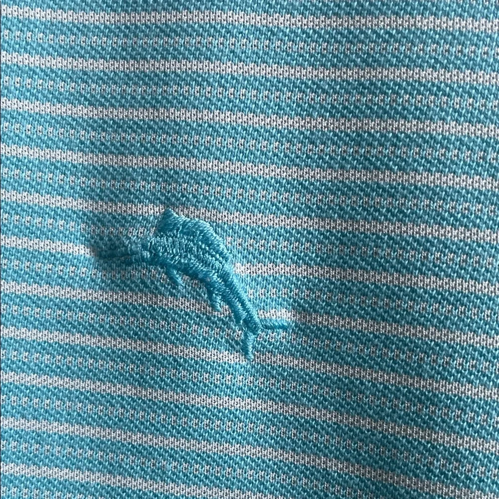 Tommy Bahama Men's Light Aqua Micro-Stripe Polo